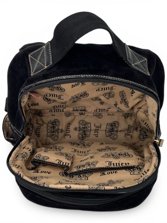 Vintage Juicy Couture Y2K Black Velour Large Backpack Embroidered Crown Logo main image 4